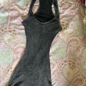 Fashion Nova Distressed Black Open Back Romper